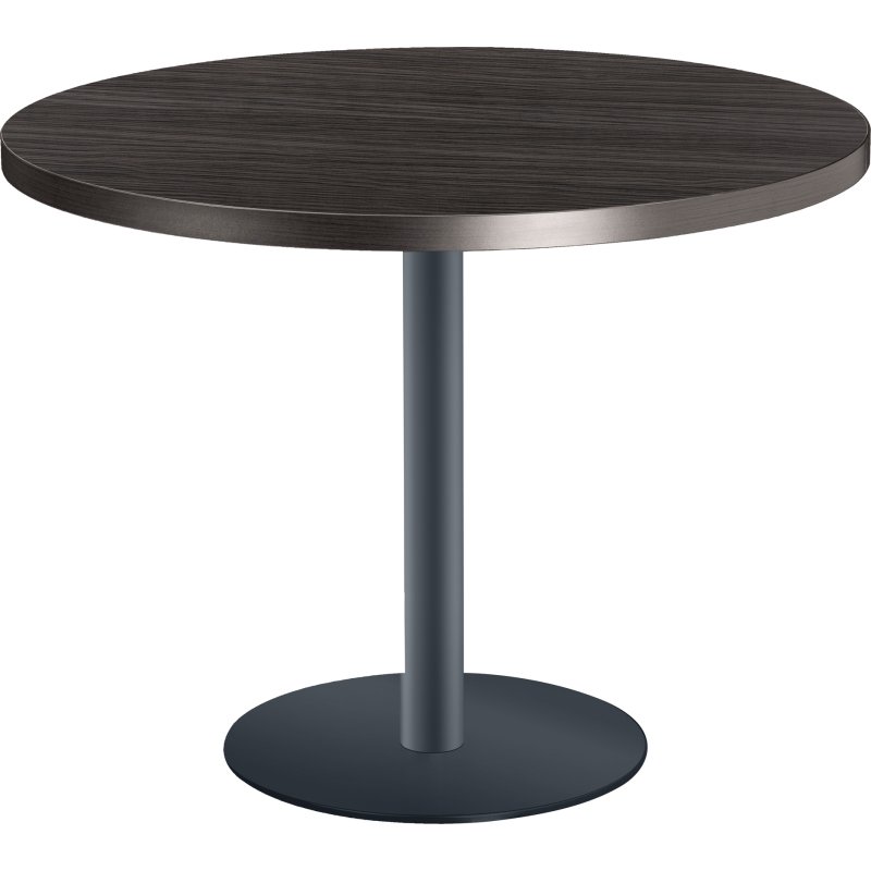 Table ronde Shiny plateau épais pied métal mat