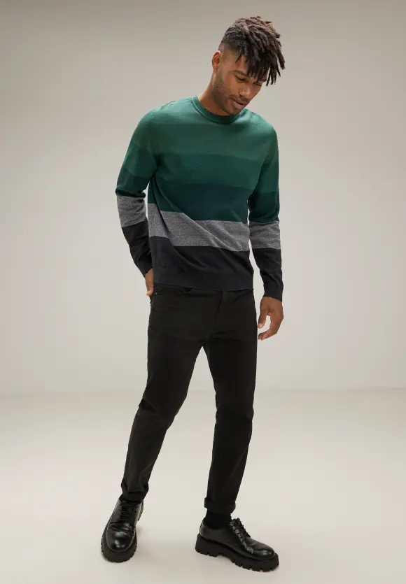 Pullover mit Streifenmuster - Jungle Green