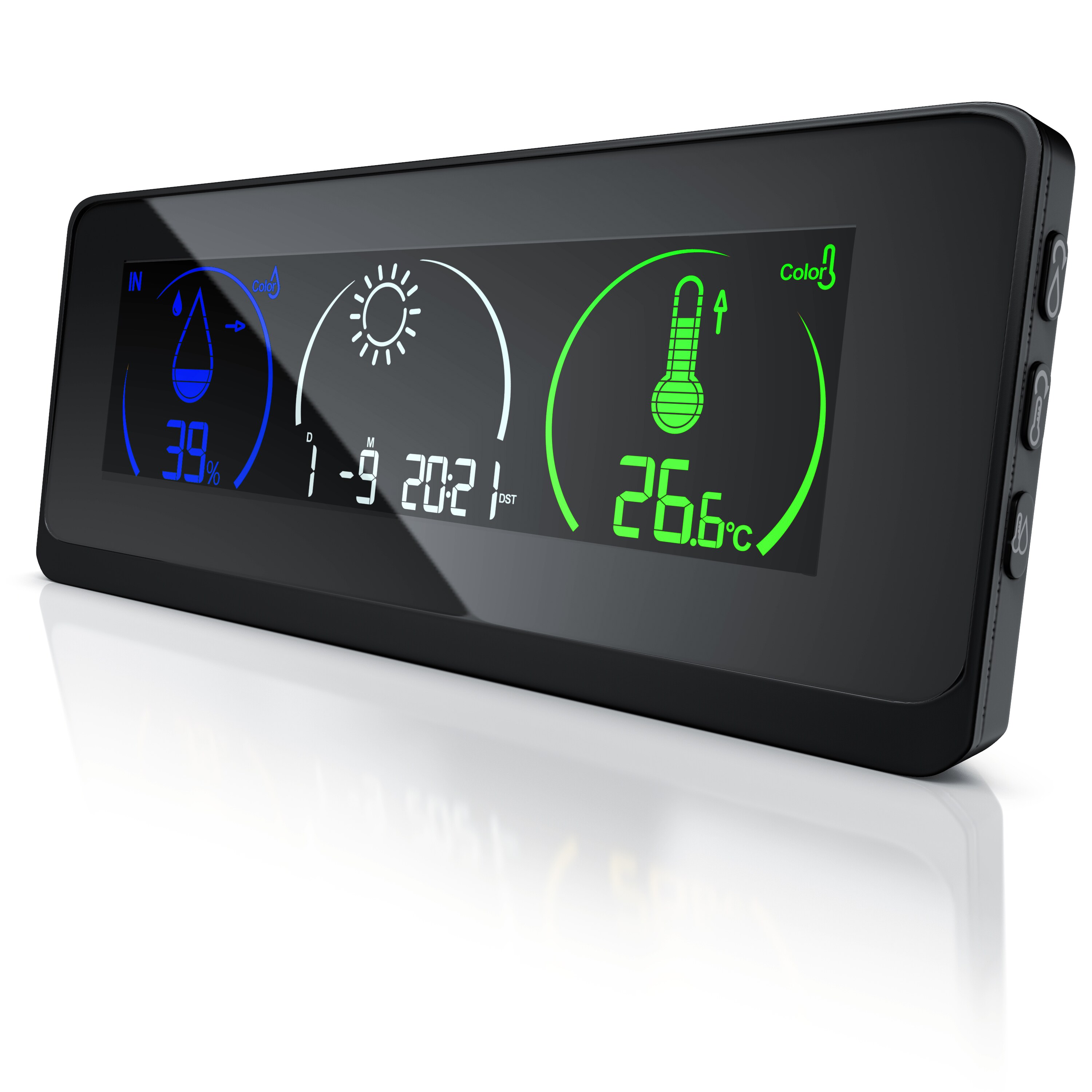 BEARWARE Wetterstation mit Außensensor, Funkwetterstation mit Farbdisplay Wetterstation & Netzteil