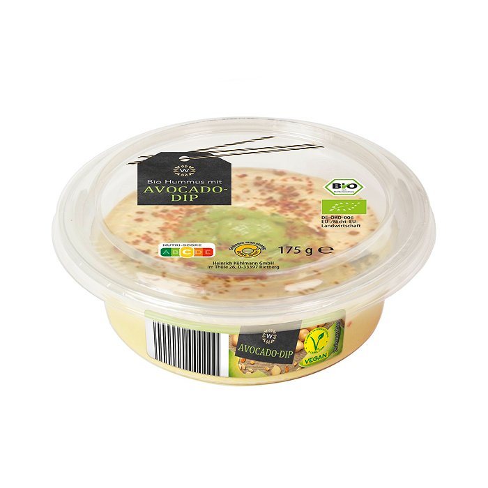 WONNEMEYER Bio-Hummus mit Topping 175 g, Avocado