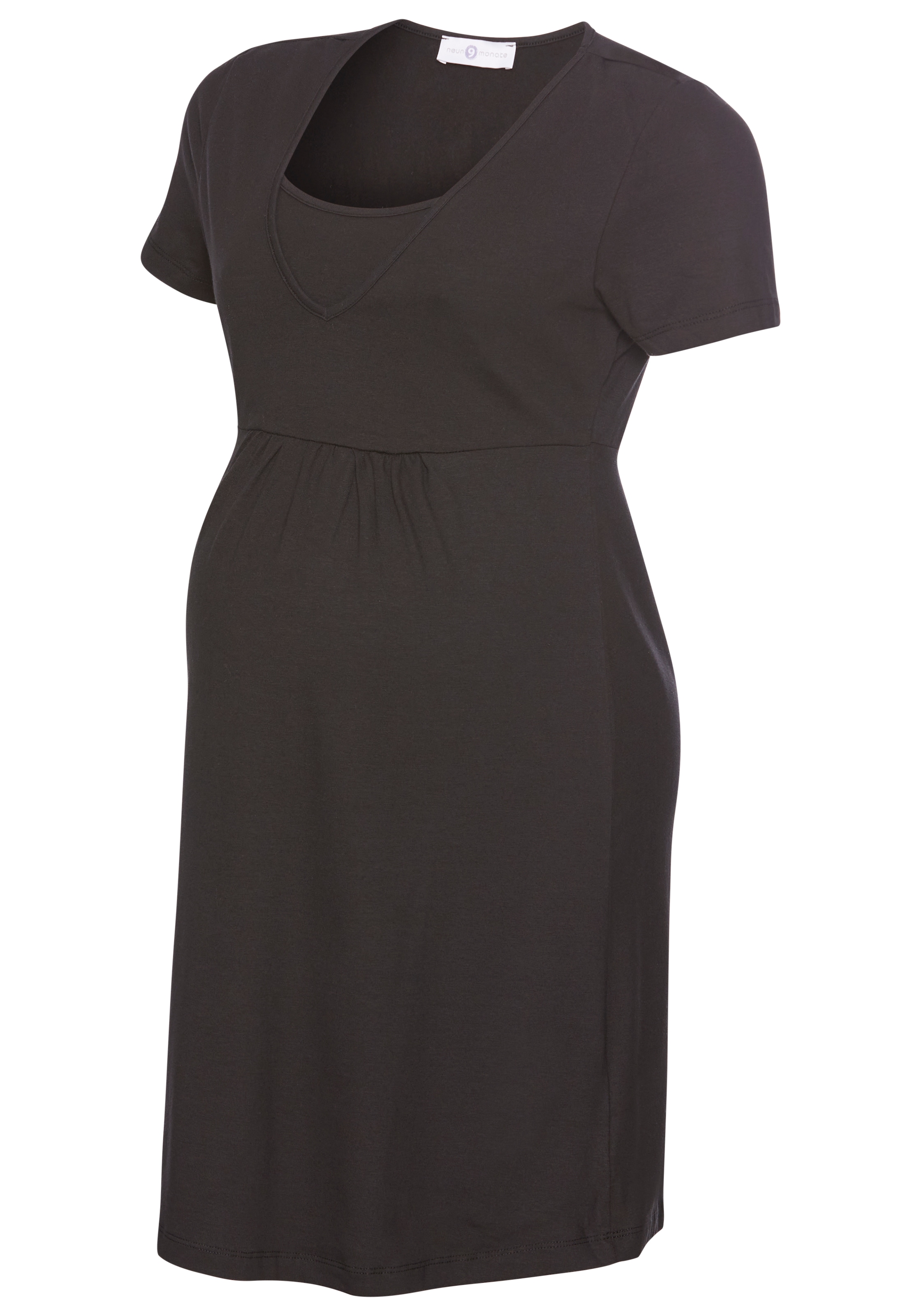 Neun Monate Umstandskleid »Kurzes Schwangerschafts-Jerseykleid, Minikleid« Auschnitt in Wickeloptik