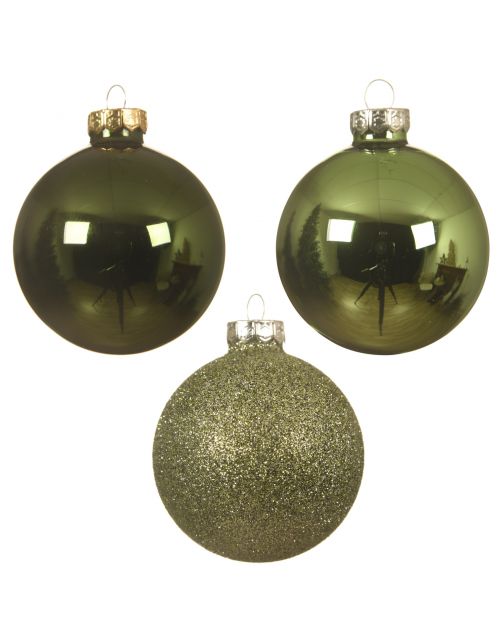 Decoris Kerstballen Glas Mix - Kerstboomversiering - Ø7 cm Groen 42 stuks