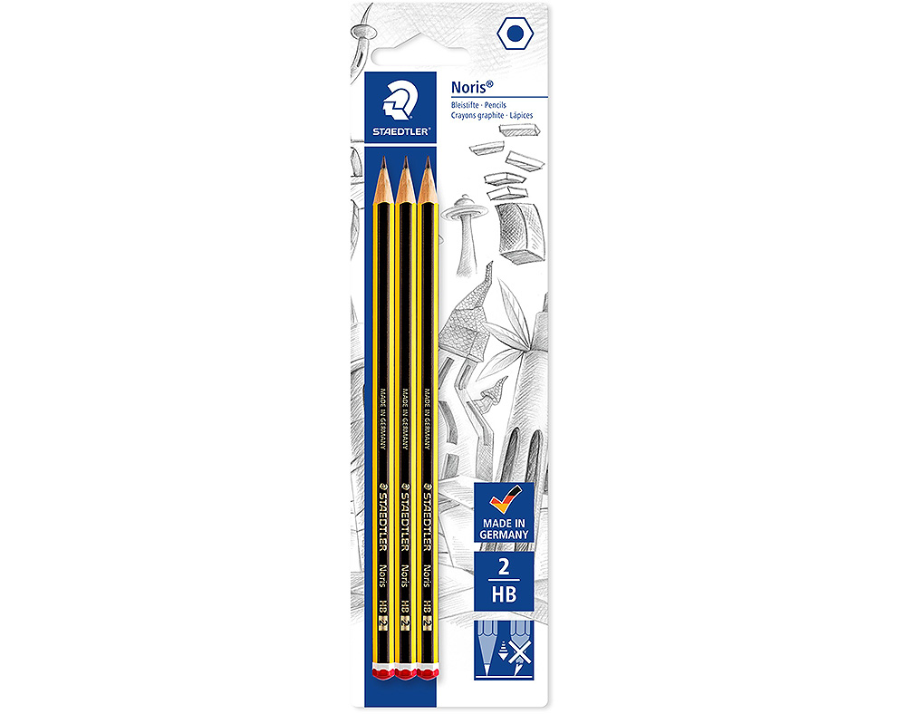 LÁPIS GRAFITE NORIS STAEDTLER HB 3 UNIDADES