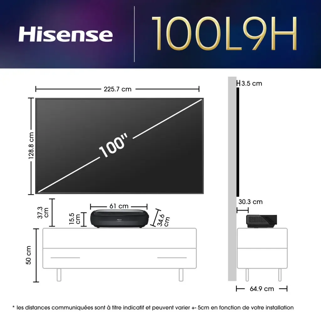 Hisense 100L9HD Laser TV Vidéoprojecteurs ultra courte focale