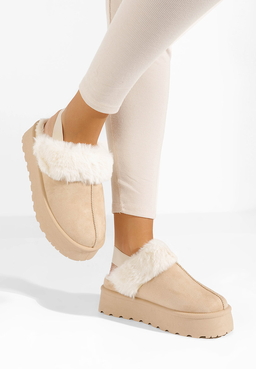 Mules à plateforme beige Edden
