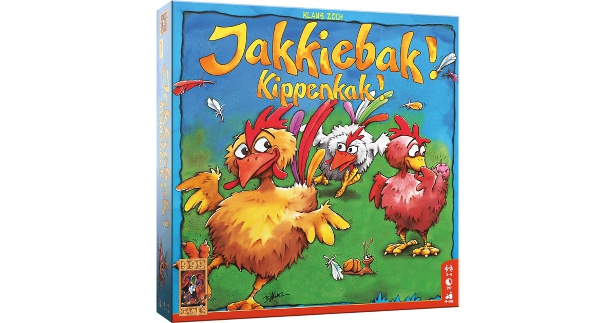 999 GamesJakkiebak! Kippenkak! Bordspel  (Nederlands, 2 - 4 spelers, 20 minuten, Vanaf 4 jaar)
