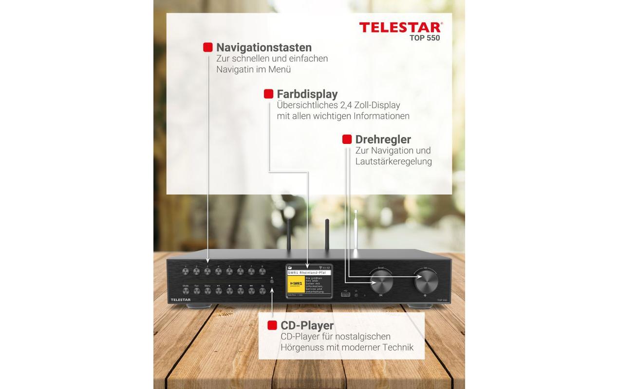 Netzwerk-Audioplayer TOP 550 Schwarz<br>All-In-One-HiFi-System mit DAB+/FM, Internetradio und CD-Player