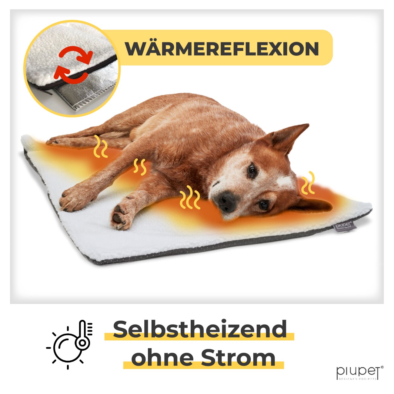 PIUPET Selbstheizende Hundedecke beige