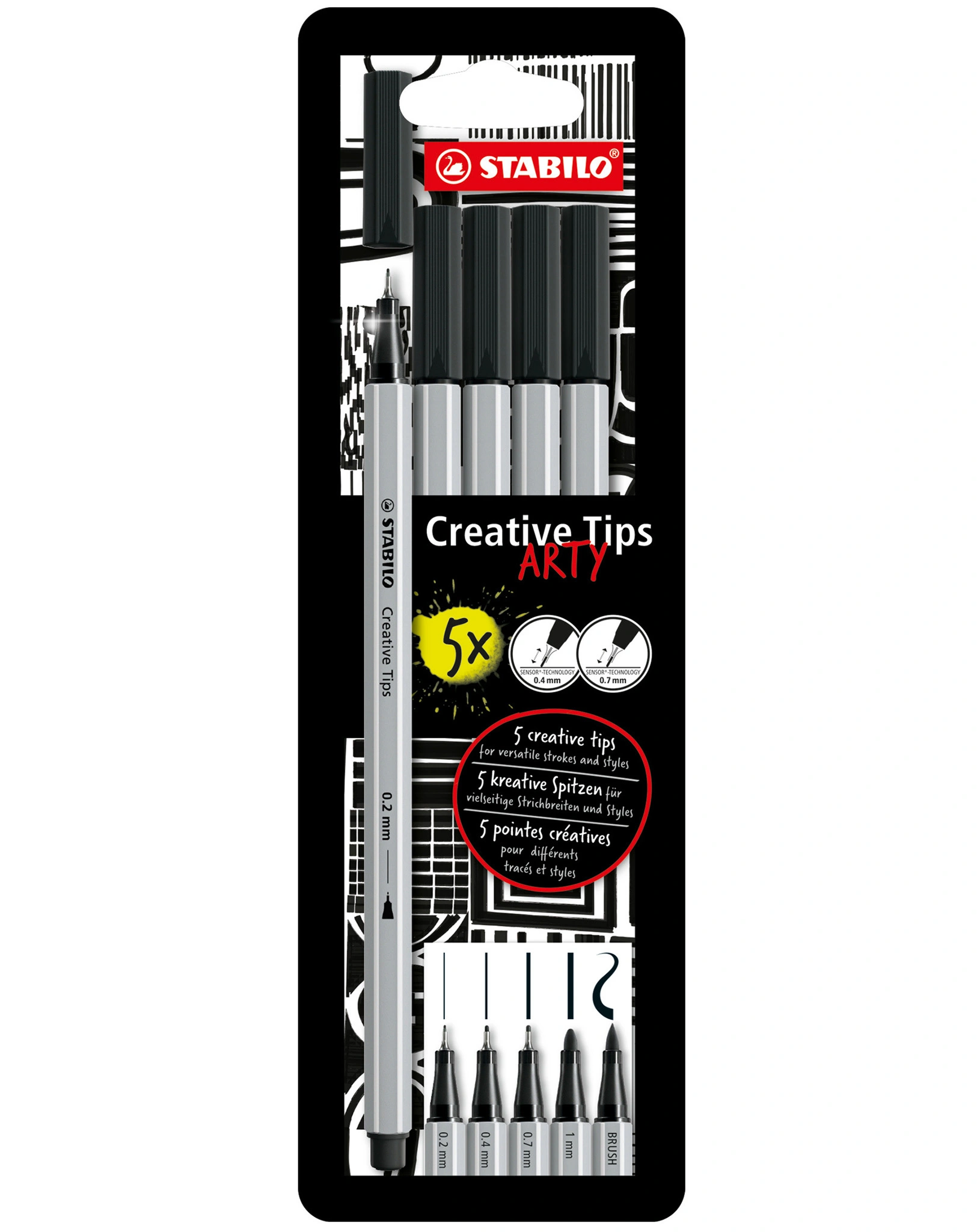 Filzschreiber STABILO® Creative Tips ARTY BLACK 5er-Pack