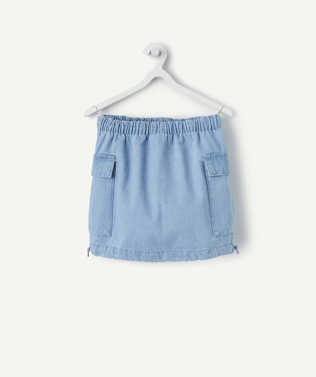 JUPE PARACHUTE FILLE EN DENIM LOW IMPACT AVEC POCHES CARGO