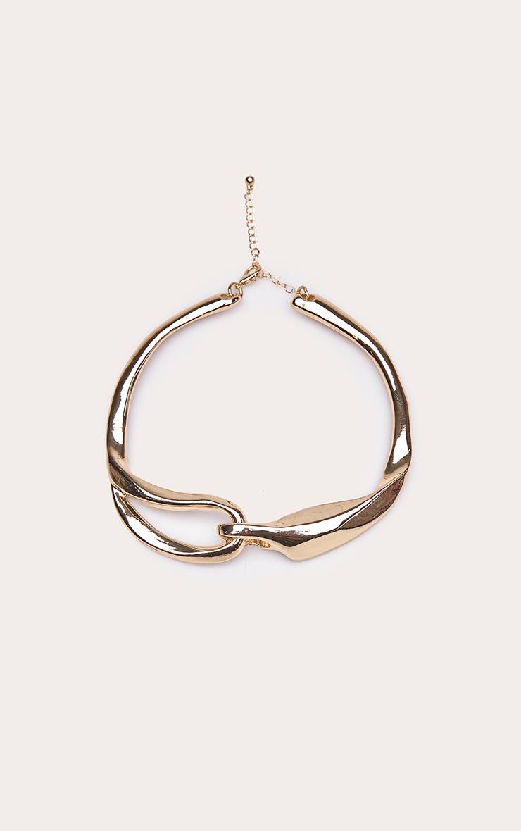 Doré Collier Ras-de-cou À Maillons Angulaires Épais