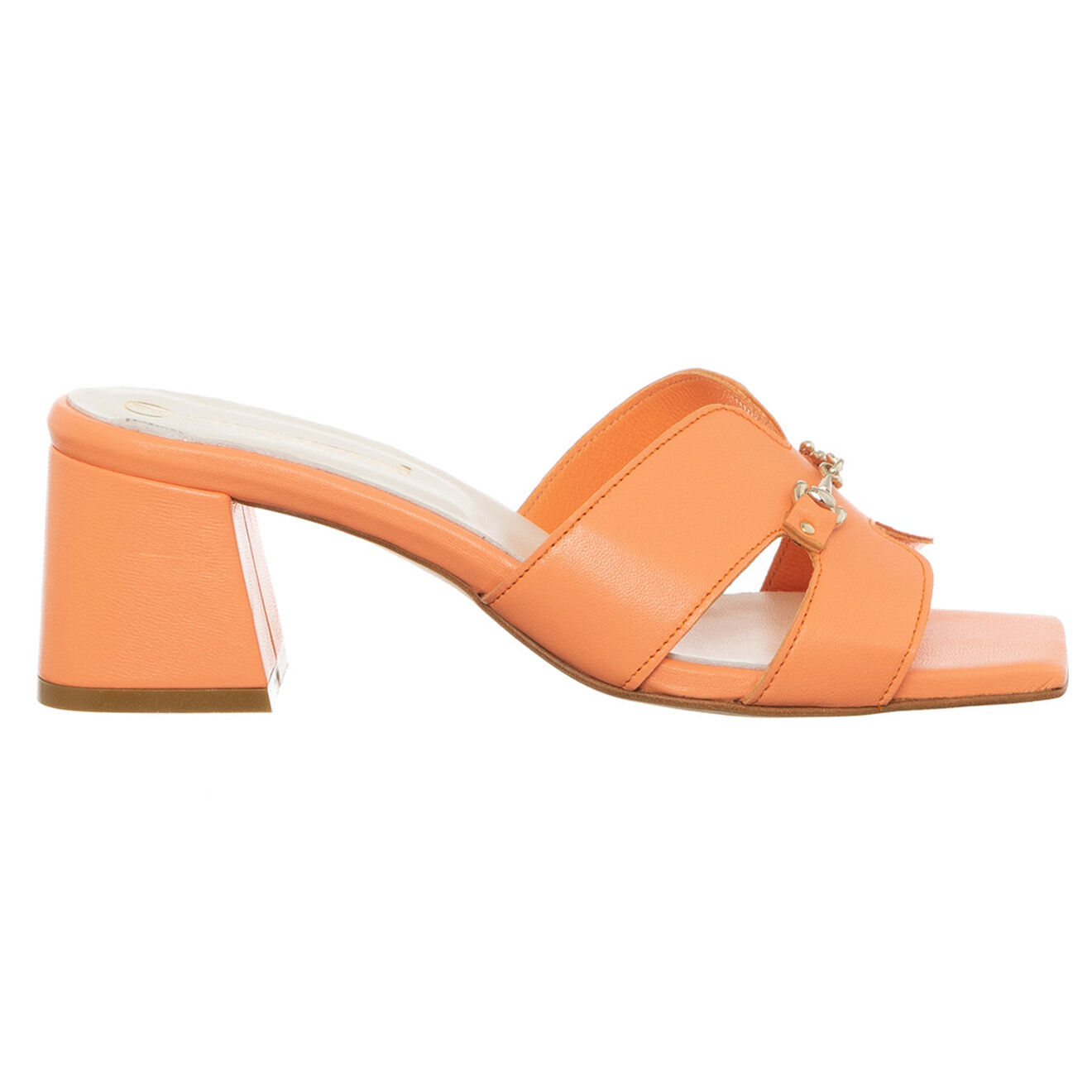 Loretta Pettinari Mules en Cuir Arancia oranges - Talon 5.5 cm