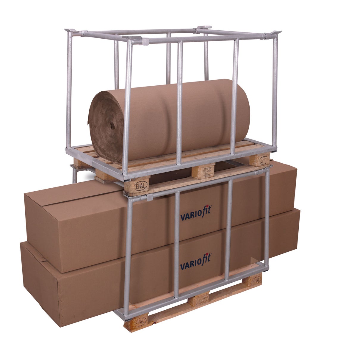 VARIOfit palletopzetrand type 75 van gegalvaniseerd staal, afmetingen 1200x800mm, hoogte 755mm