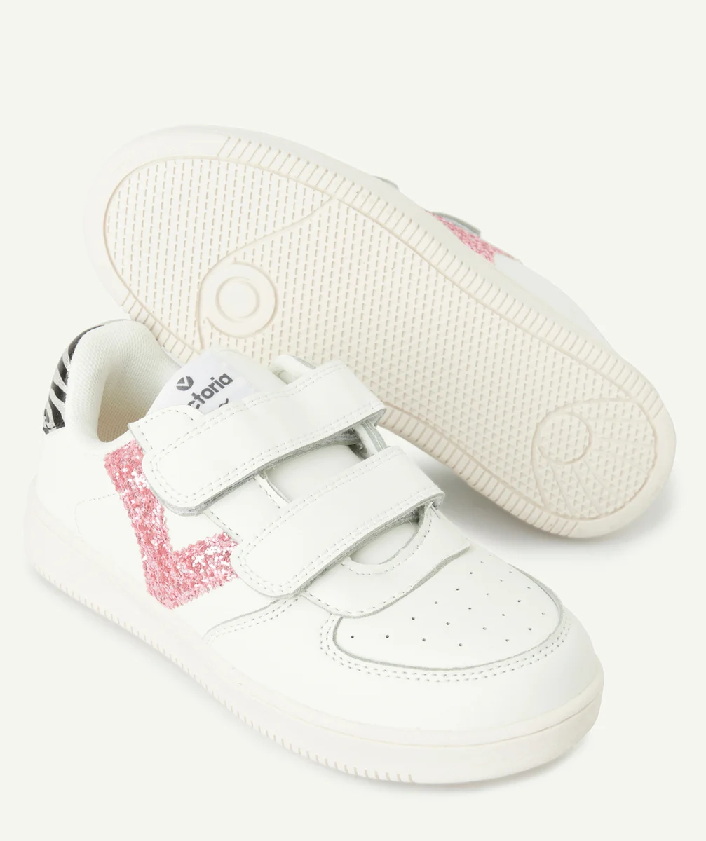 VICTORIABASKETS BLANCHES FILLE LOGO GLITTER ROSE