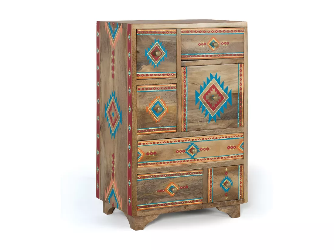 Table de chevet en bois de manguier multicolore MULTICOLOR.Giner y Colomer.65x29x43