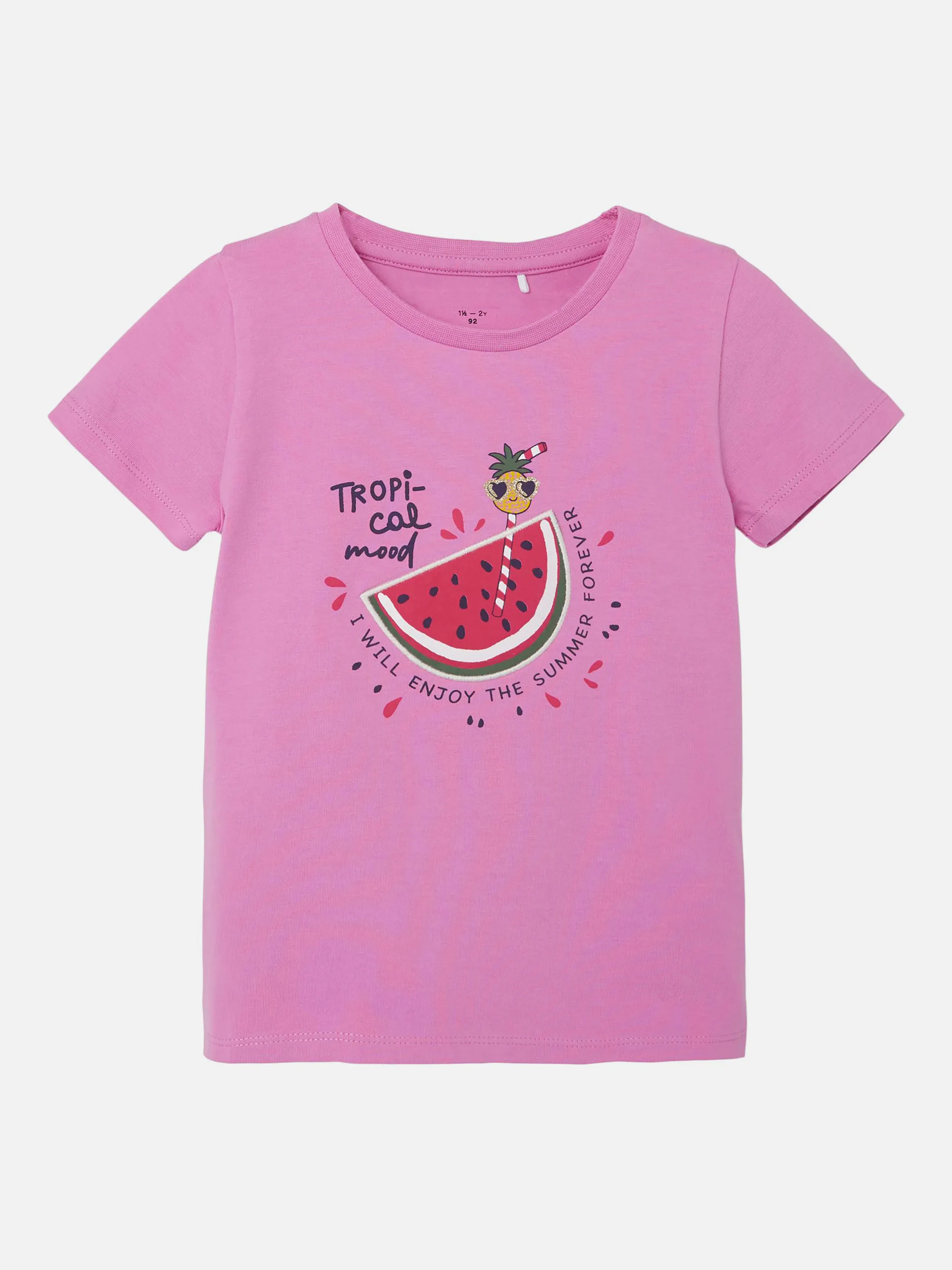 Mädchen Shirt mit Frontprint und Applikation