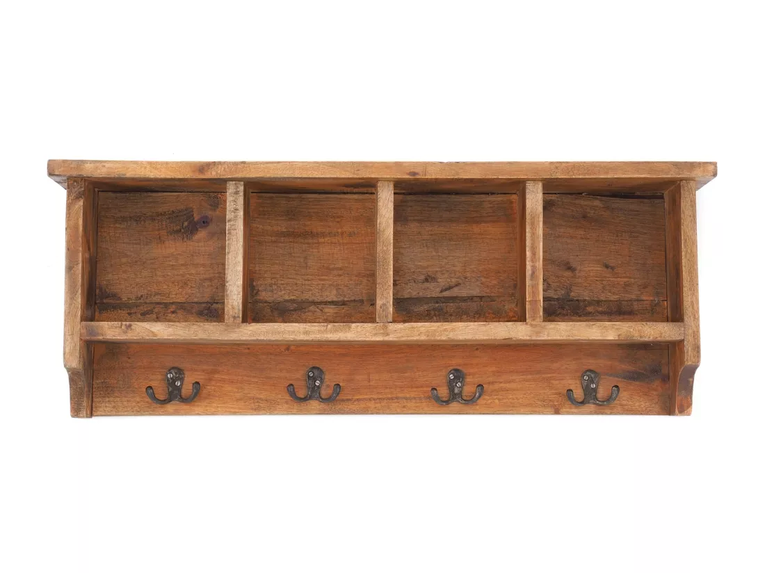 PORTE-MANTEAU MURAL VINTAGE II Bois de recyclage massif couleurs naturelles
