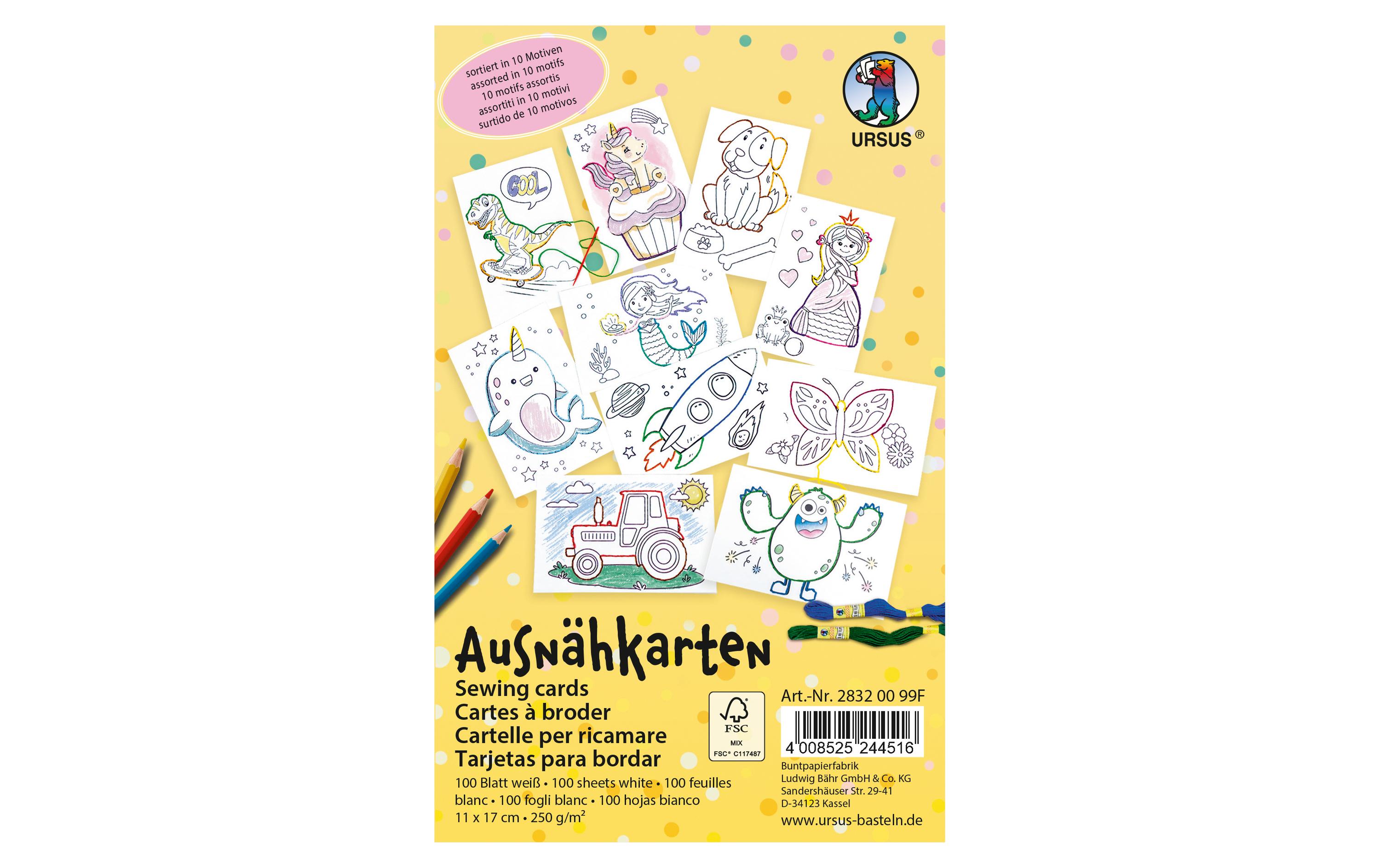 Ausnähkarte 11 x 17 cm, 100 Stück, WeissAusnähkarten 250 g/m²