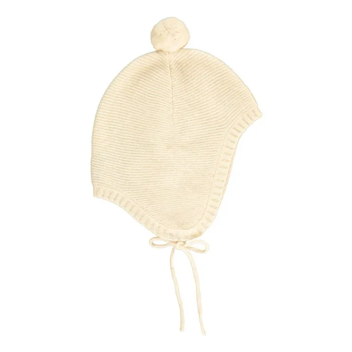 Les lutins Bonnet Cachemire Pompon Lien Baptiste | Ecru