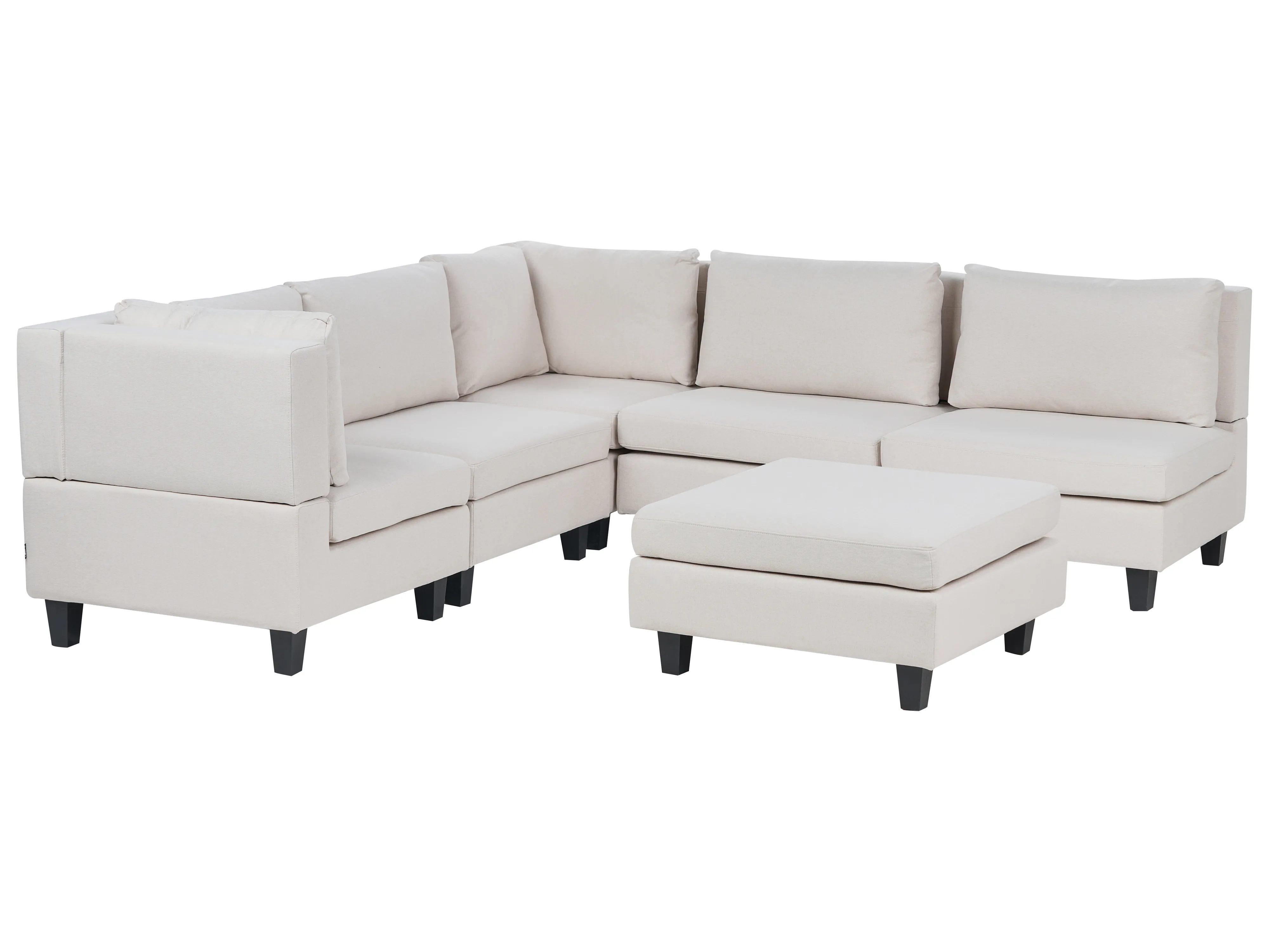 Modulaire hoekbank 5-zits UNSTAD Stof Lichtbeige met ottomaan rechtszijdig