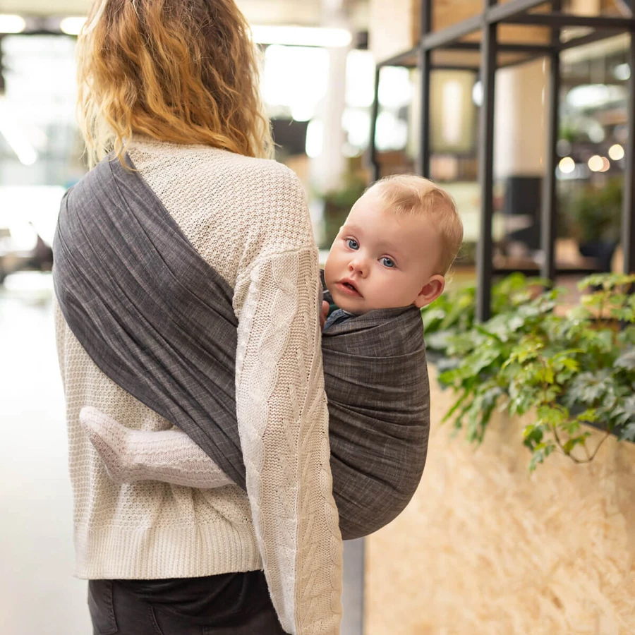 Hoppediz Babytragetuch Ring-Sling Popeline Denim schwarz