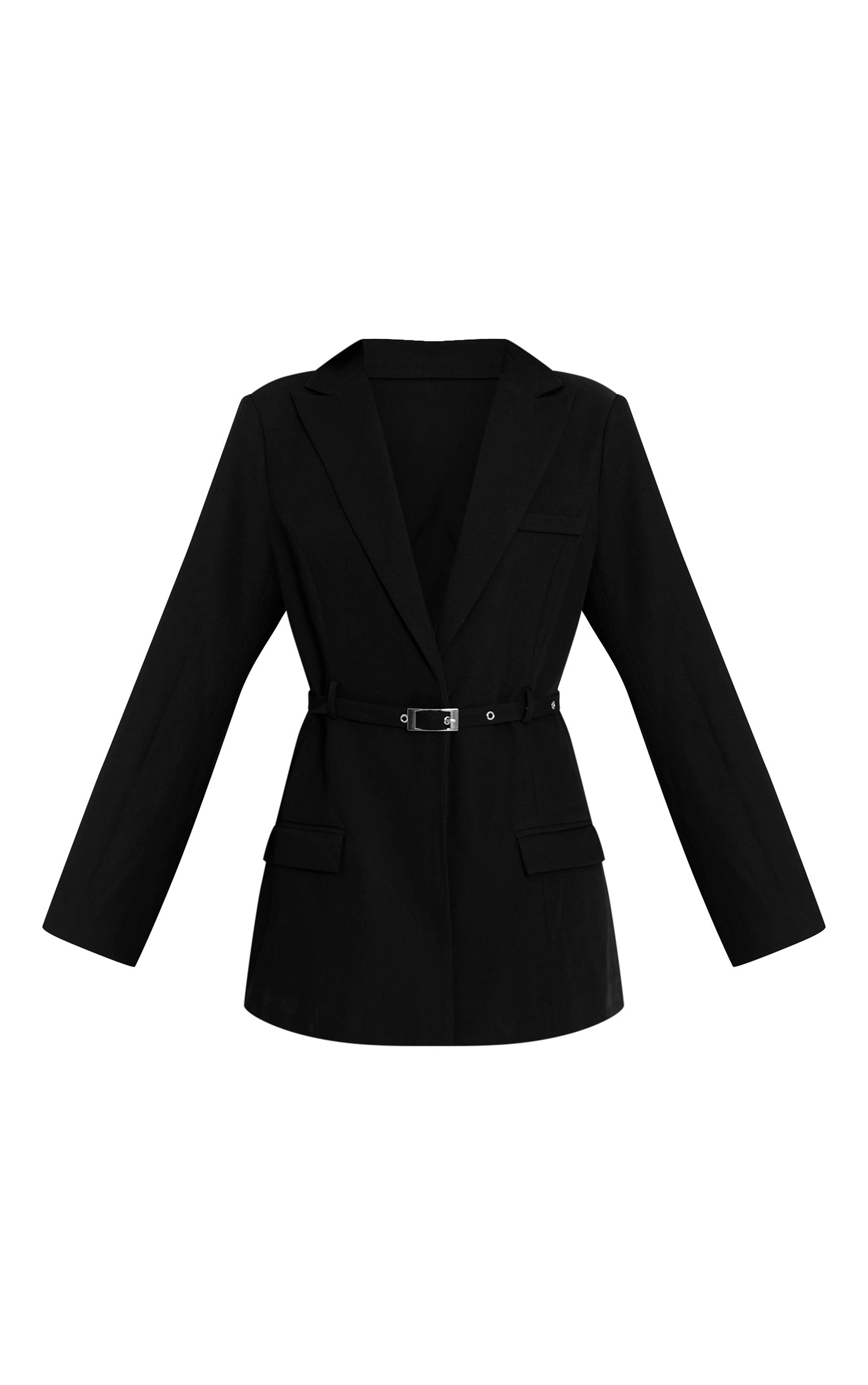 Noir Robe Blazer Ajustée Tissée