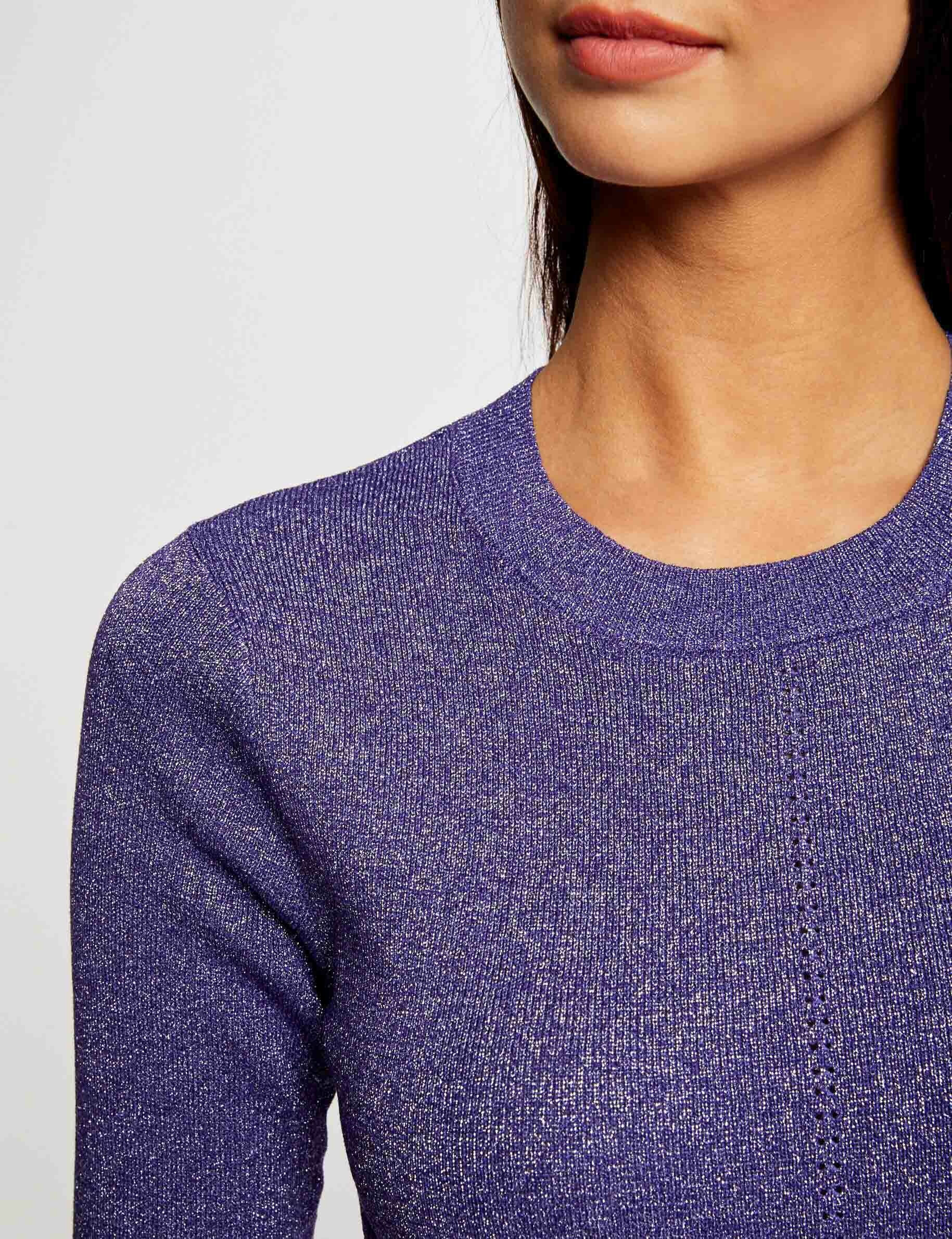 Pull manches courtes fils métallisés violet femme - violet