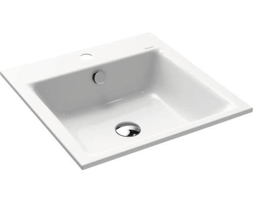 KALDEWEI Puro 46 cm inbouwwastafel in geëmailleerd staal met kraangat en pareleffect wit 900006013001