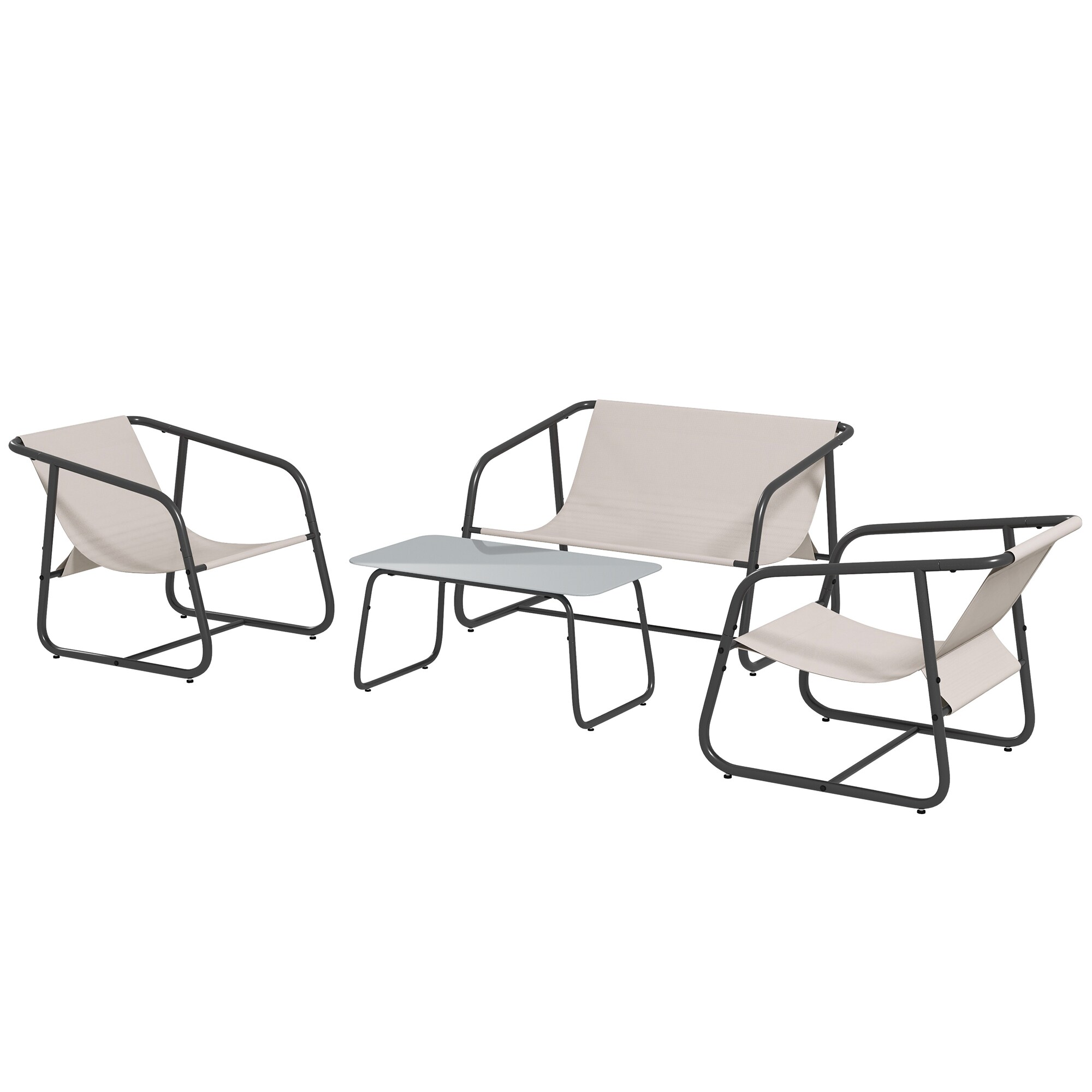 Outsunny Gartenmöbel-Set mit Couchtisch weiß 110L x 70B x 70H cm