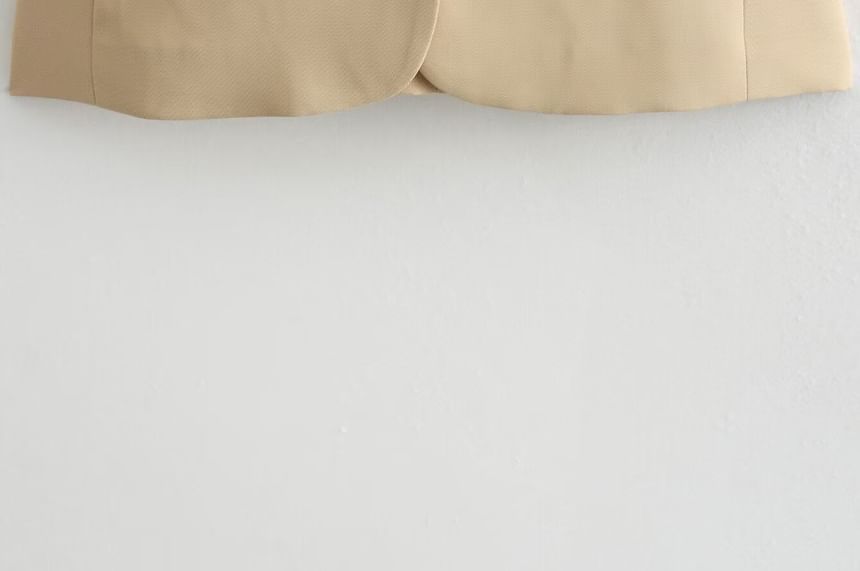 Sensarra - V-hals effen knoopvest / elastische tailleband midi A-lijn rok / set