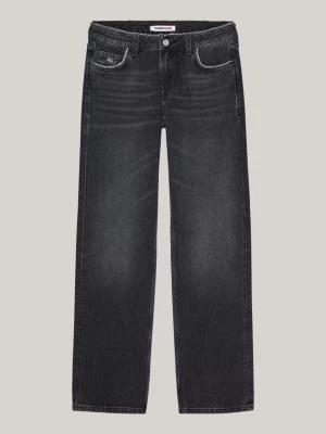Calça jeans preta reta de cintura baixa Bling Sophie