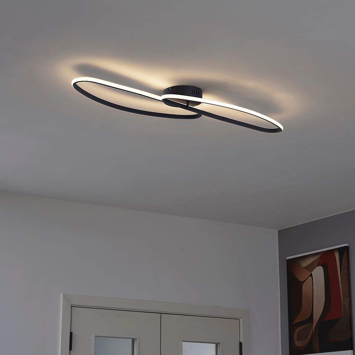 Design plafondlamp zwart 100cm incl. LED 3-staps dimbaar 2-lichts - Pepe