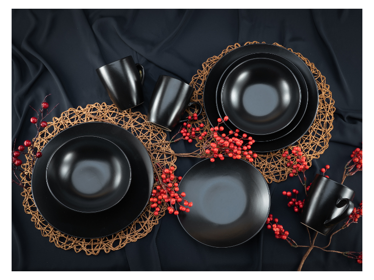 Serviesset Black Matt 16-delig