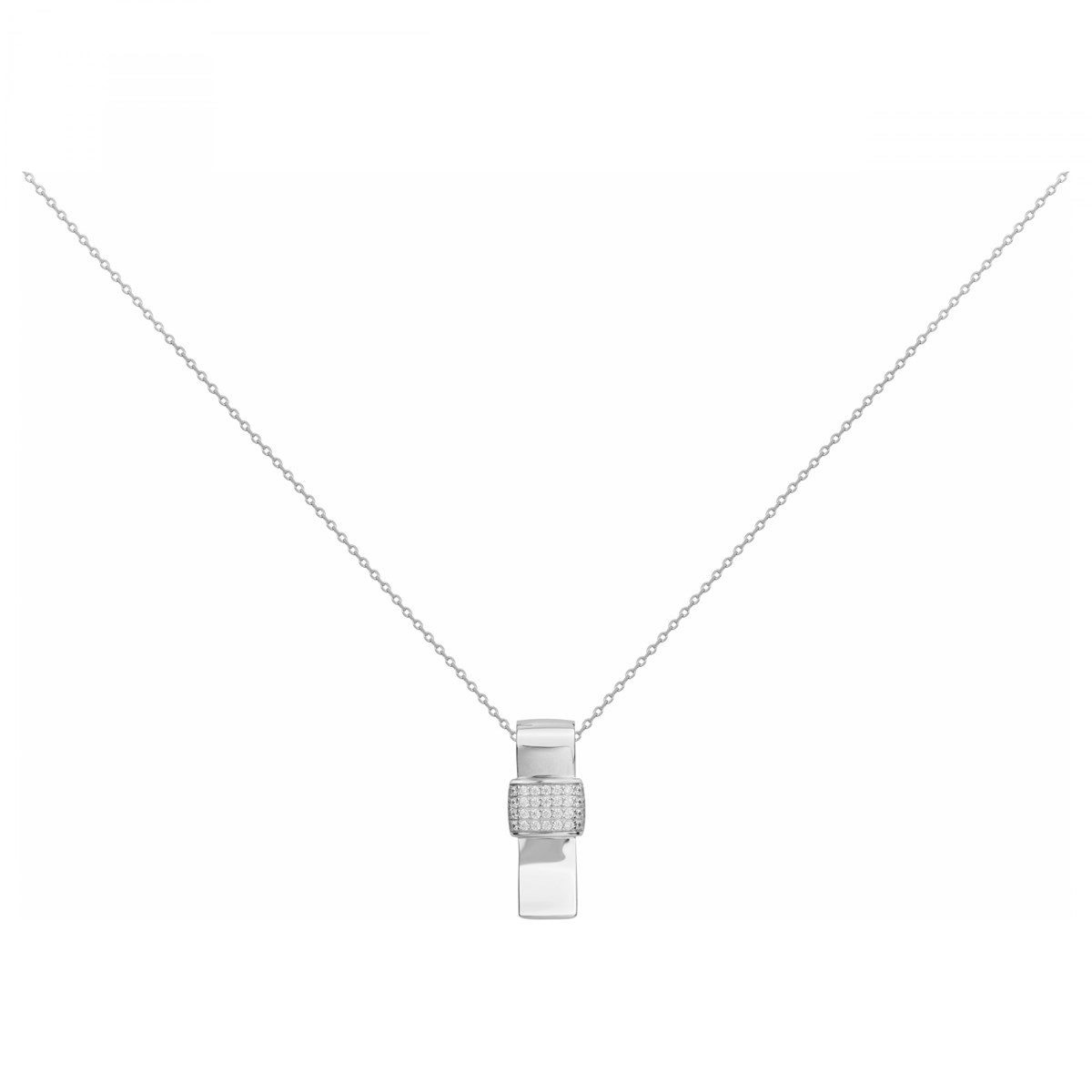 Collier mono-motif en Argent avec oxyde de zirconium blanc