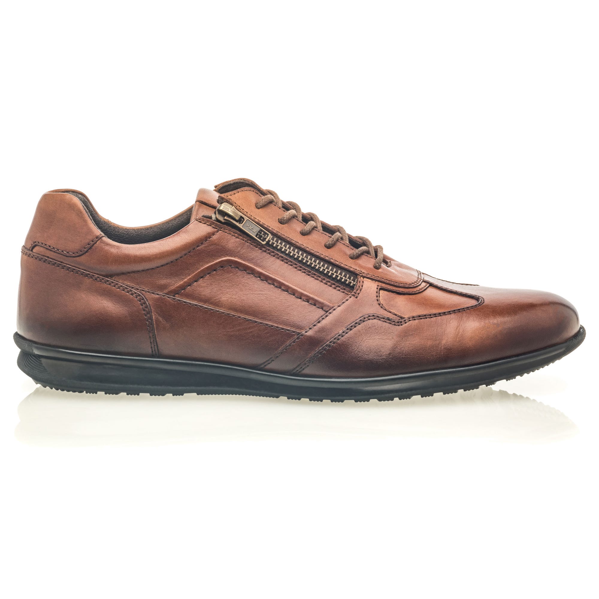 Baskets basses Homme en cuir cognac