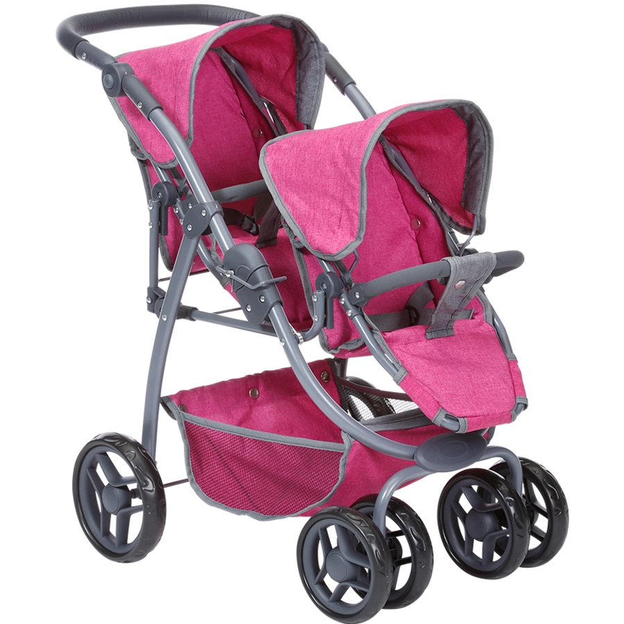 knorr toys® Zwillingspuppenwagen Milo - berry rosa