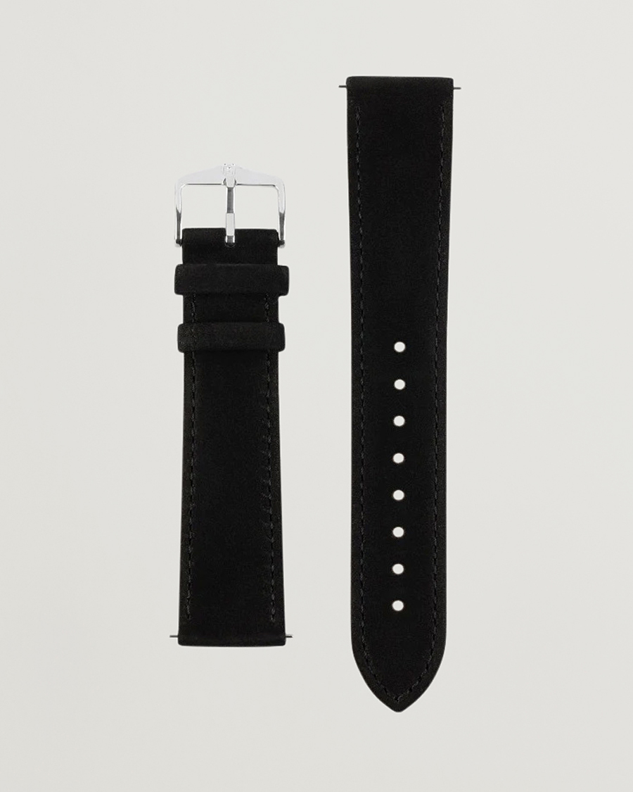 HIRSCH Osiris Calf Leather Nubuck Effect Watch Strap Black