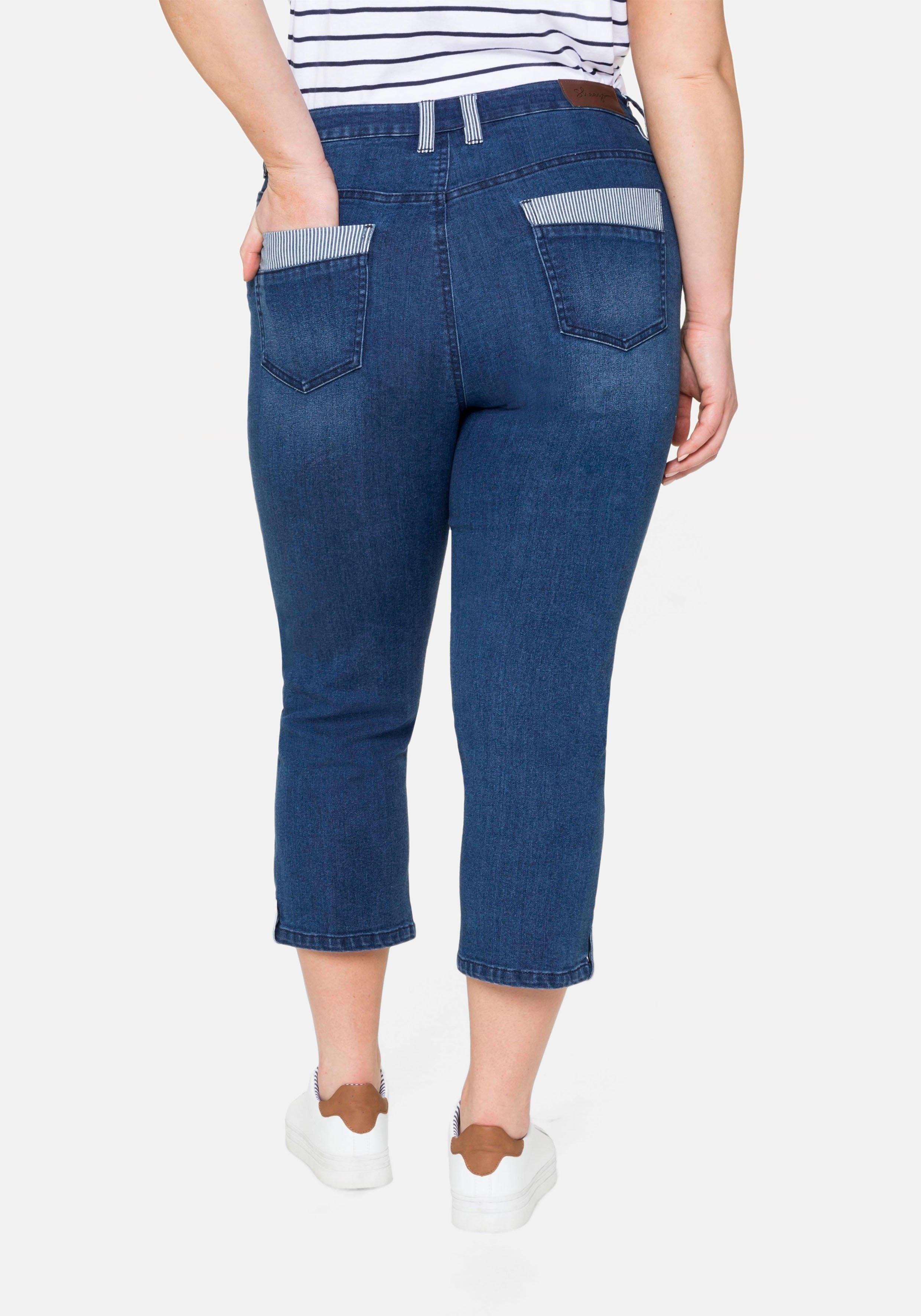 Schmale Jeans in 7/8-Länge, mit Kontrastdetails