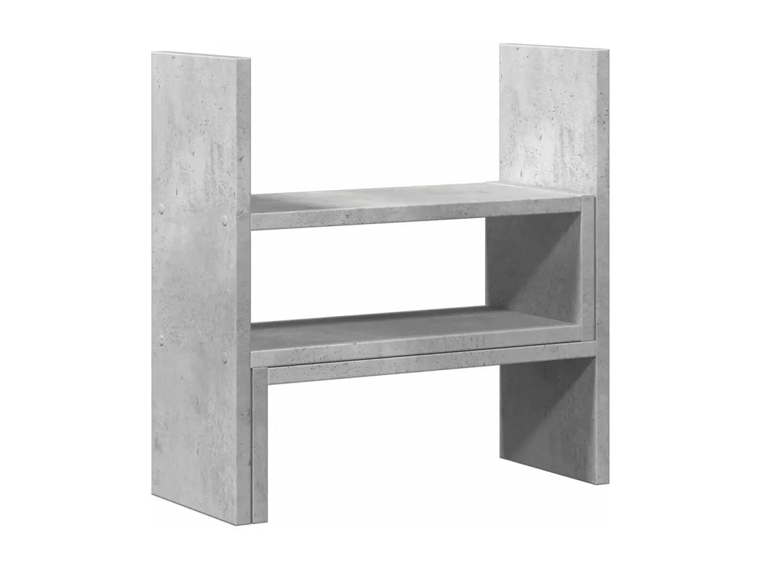 Organisateur de bureau réglable gris béton bois d'ingénierie