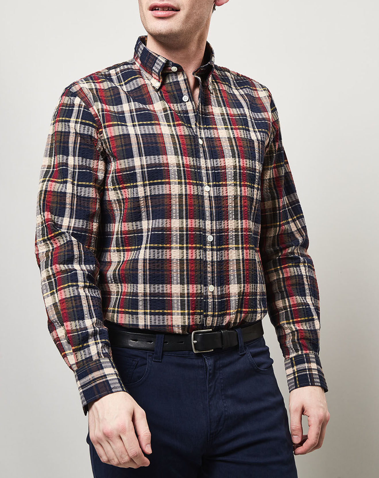 Hartford Chemise regular Pal à carreaux gauffrés multicolore