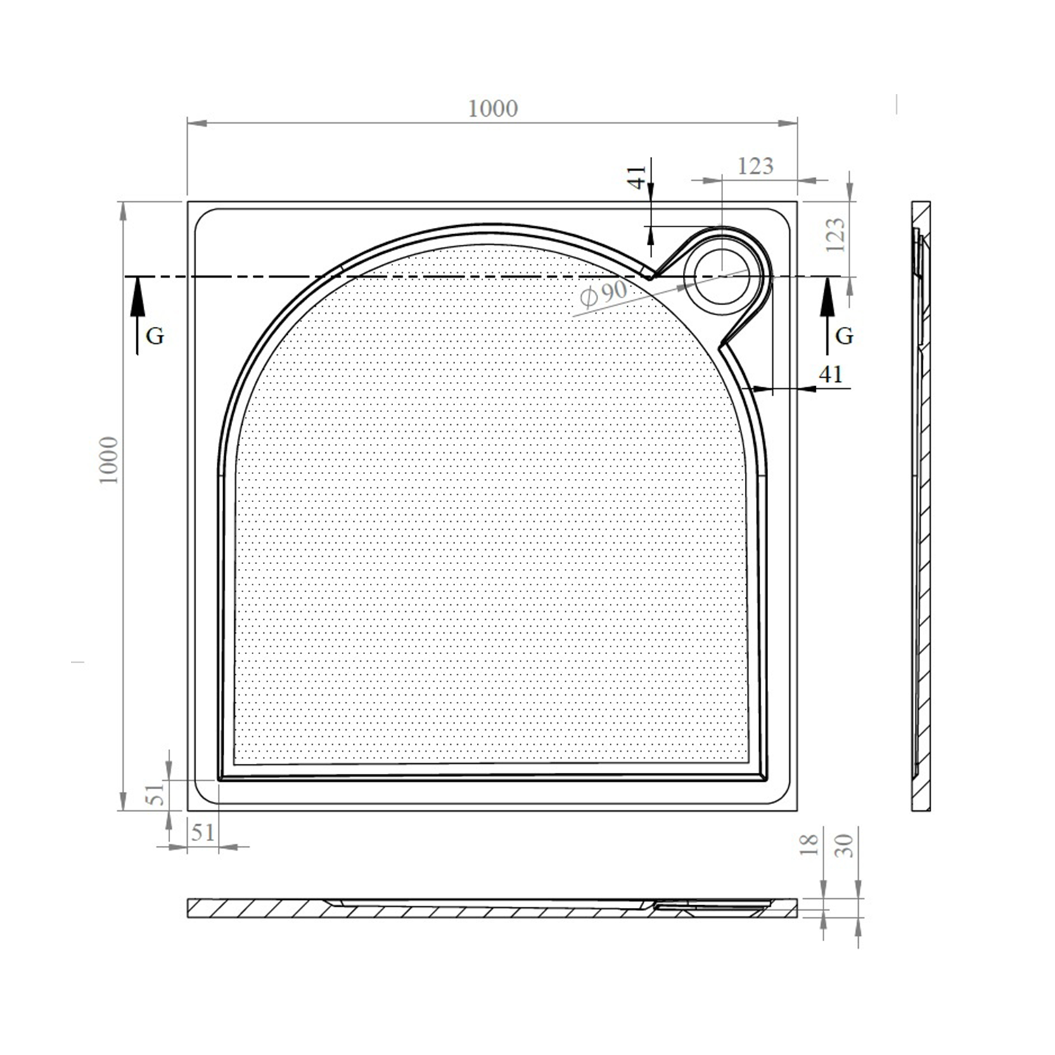 Gelco Larca vierkante douchebak 100x100cm wit