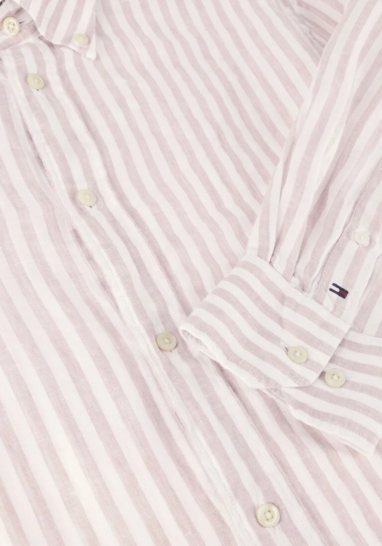 TOMMY HILFIGER beige tommy hilfiger casual overhemd dc bold linen stripe shirt