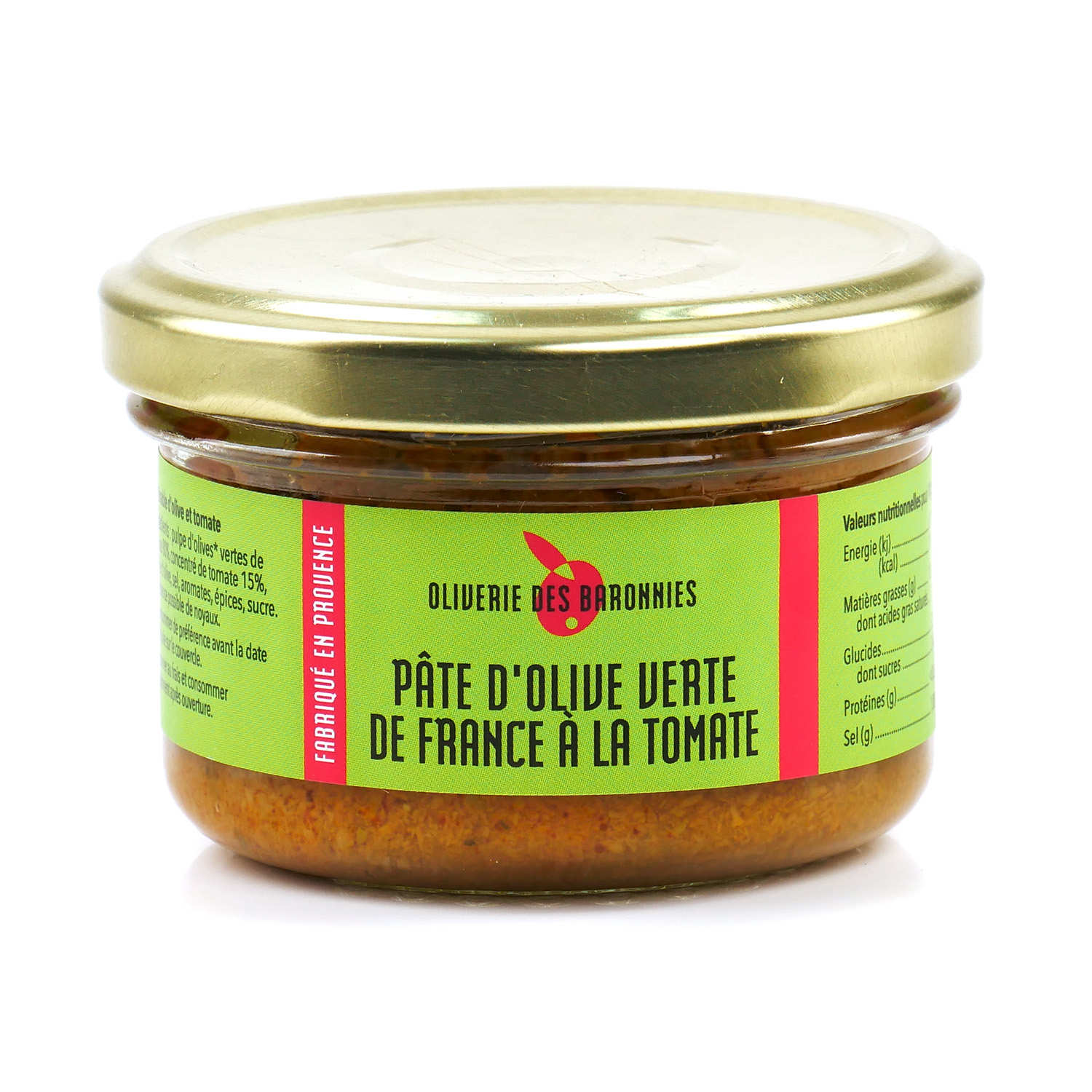 Pâte d'olive verte de France à la tomate
