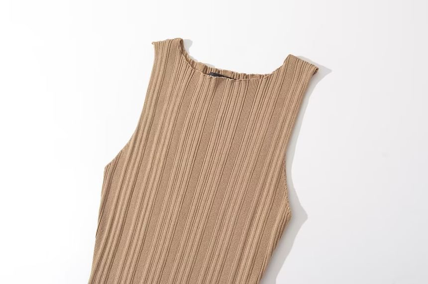 Sundine - Mouwloze geribbelde midi-jurk