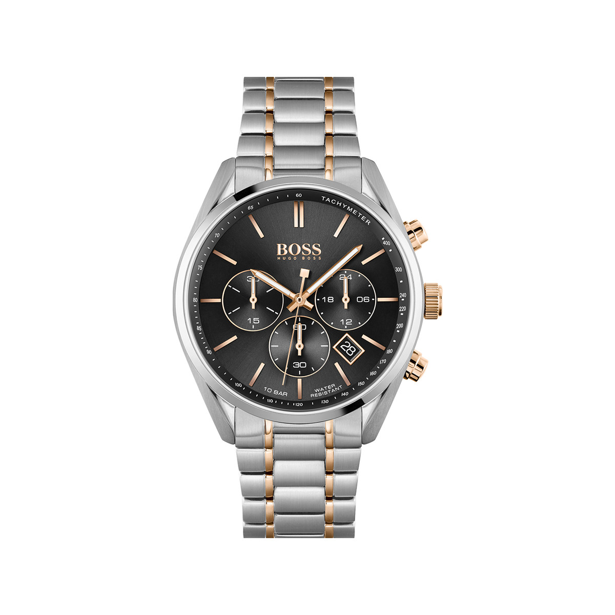 Montre Boss homme bracelet acier bicolore rose