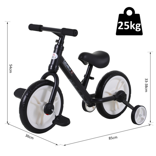 Bicicleta Homcom com rodinhas de apoio