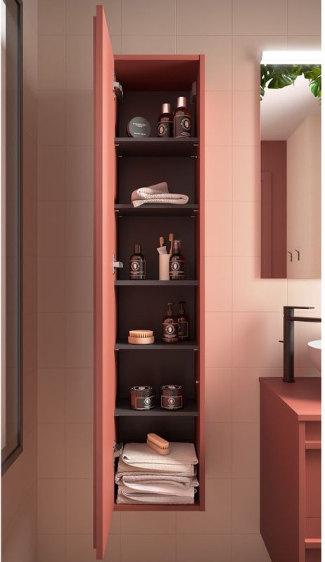 Muebles - Resh - Kolomkast - Zwart Mat - 140 cm - 4 Houten Legplanken