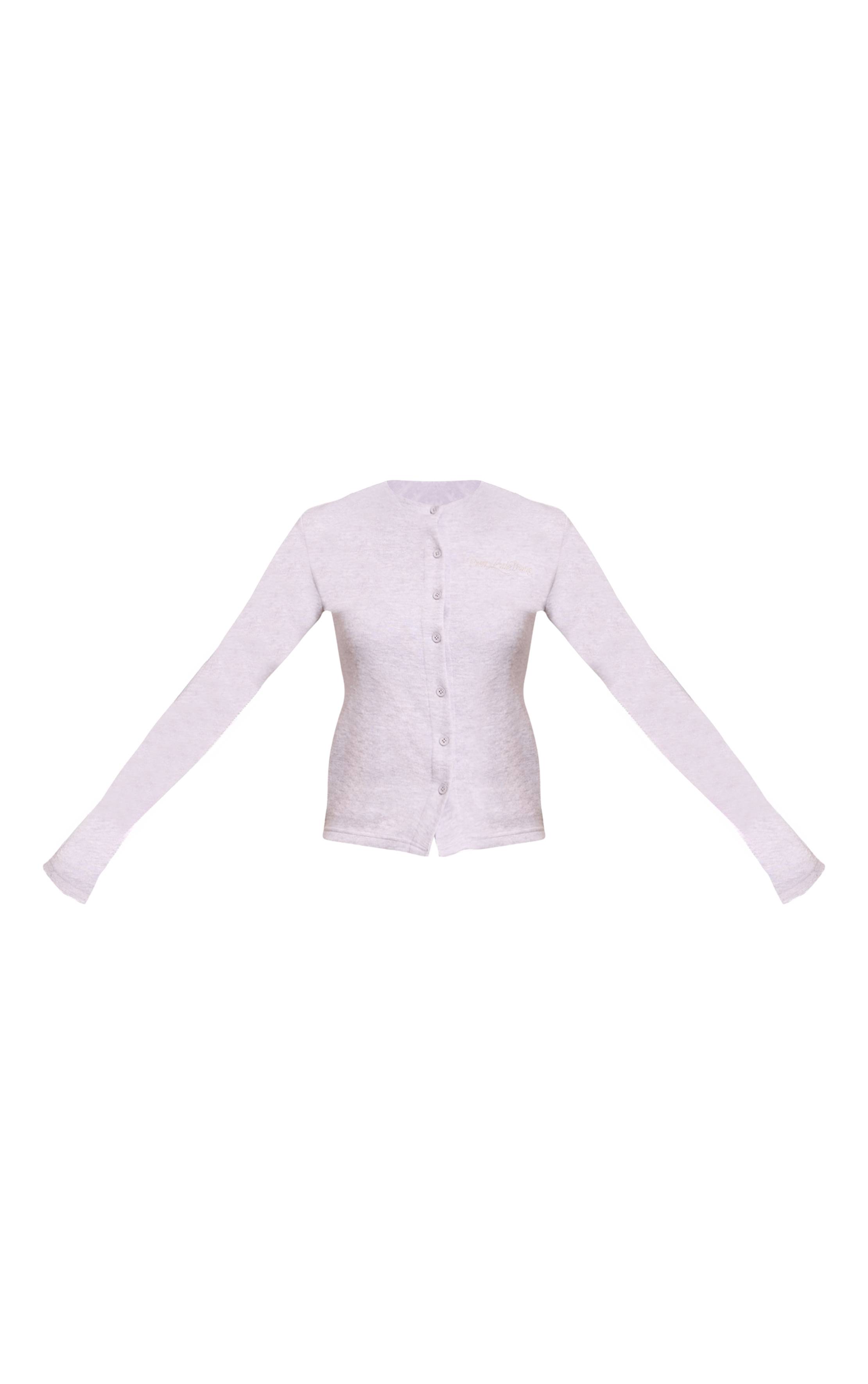 Gris Cardigan Extra-doux Brodé Tall