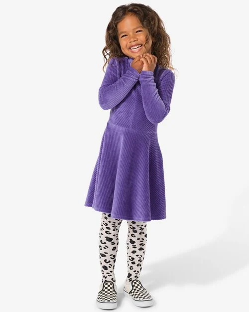 robe enfant en velours côtelé violet
