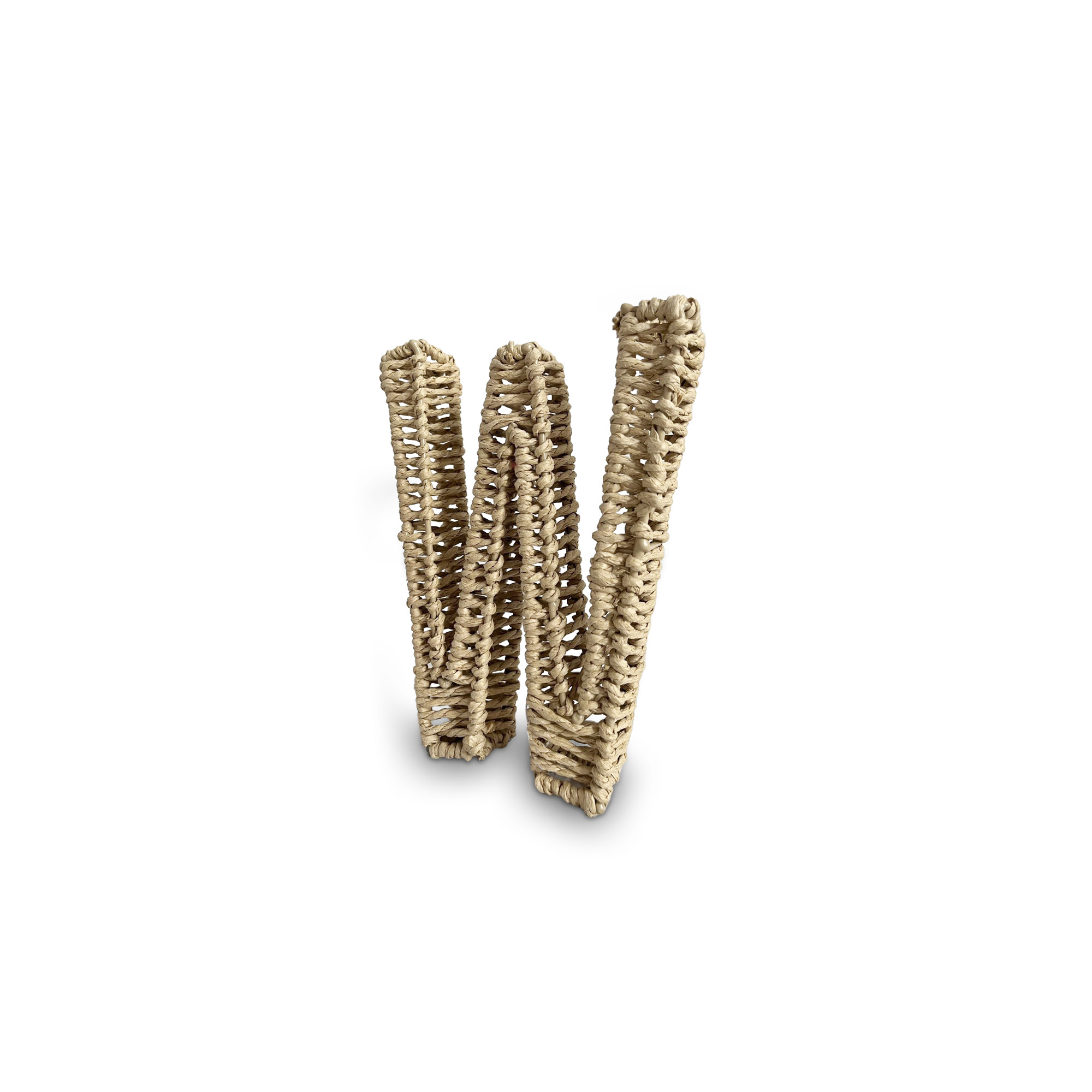 Buchstabe 'W' aus Papiergeflecht, braun, H 20,5 cm, B 12,5 cm, L 3,5 cm von fischer's lagerhaus